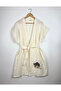 Ecru Color Low Sleeve Muslin Kimono with Taurus Design - 5