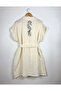 Ecru Color Low Sleeve Muslin Kimono with Black Linear Mermaid Design - 4