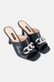 Women Leather Slip On Sandal, Black - 4