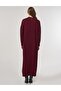 Sewing Detailed Knitwear Dress Burgundy - 5