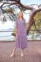Women's Patterned Three Quarter Sleeve Shirt Collar Dress 25018 - 8