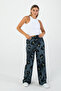 Women's Khaki Black Patterned Relaxed Fit Wide Leg Trousers – Casual Combination - 2