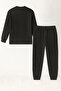 Unisex Black Waffle Fabric Tracksuit Set – Comfortable Home and Casual Wear - 2