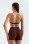 Sunkiss-V Brown Women's Sports Bra Triangle - Padded, Push-Up Effect and Drawstring Back Detail - 3