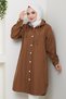 Women's Hooded Striped Seasonal Tan Trench - 5