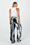 Women's Modern Black Gray Geometric Patterned Wide Leg Trousers – Trendy & Stylish Style - 4