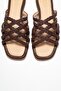 Alisha Brown Genuine Leather Knitted Strap Women's Slippers - 2