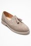 Alex Beige Suede Genuine Leather Tasseled Elastic Women's Loafer Shoes - 3