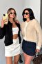 Women's Round Neck 6 Buttons Bearded Soft Textured Knitwear Cardigan - 3
