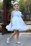 Girl's Tulle Evening Dress with Skirt Tip and Breast Ruffle Detail with Stone Accessories - 3