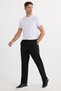 Men's Standard Fit Regular Cut Waist Lace-Up Wide Leg Black Trousers - 2