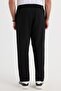 Men's Standard Fit Regular Cut Waist Lace-Up Wide Leg Black Trousers - 7