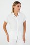 Women's Modern White Green-Blue Striped Short Sleeve Shirt – Summer & Trend Style - 4