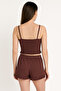 Cotton Ribbed Crop Tank Top and Ruffle Shorts Women's Pajama Set - 2
