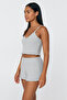 Cotton Ribbed Crop Tank Top and Ruffle Shorts Women's Pajama Set - 3