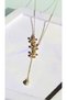Steel 3 Flower Elegant Y Necklace - 2