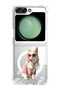 Case for Samsung Galaxy Z Flip 5 Compatible with MagSafe, Shockproof Phone Bumper Cover White Cat