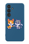 Protective Liquid Silicone Shockproof Case For Samsung Galaxy S24 Plus (Blue) - Cat & dog friendship
