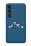 Protective Liquid Silicone Shockproof Case For Samsung Galaxy S24 Plus (Blue) - Flower & bees