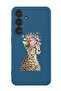 Protective Liquid Silicone Shockproof Case For Samsung Galaxy S24 Plus (Blue) - Cheetah Flower