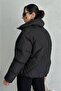Women's Black Oversized Puffer Coat – Winter Coat with Zipper and Pockets - 7