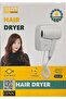 مجفف شعر DENX DX1398، 1250 واط، مثبت على الحائط، كابل زنبركي 220 سم، 3 سرعات، منخفض الضوضاء، أبيض - 2
