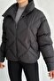 Women's Black Oversized Puffer Coat – Winter Coat with Zipper and Pockets - 6