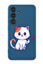 Protective Liquid Silicone Shockproof Case For Samsung Galaxy S24 Plus (Blue) - Cat love