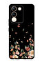 Protective Case Anti Scratch Shock Proof Bumper Cover For Vivo V29e Flowers in Black Background