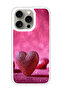 Protective Case Cover For APPLE IPHONE 15 Pro Dark Pink Gliter Heart (White Bumper)