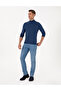 Indigo Melange Slim Fit Half Turtleneck Basic Sweater 50314176-Vr155 - 4