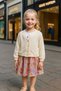 Girl's Flower Printed T-Shirt Cardigan Skirt Set - 2