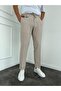Cream Seersucker Fabric Lycra Trousers - 3