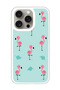 Protective Case Cover For APPLE IPHONE 15 Pro Max Flamingo Pattern (White Bumper)