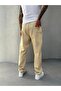 Beige Waffle Fabric Baggy Trousers - 3