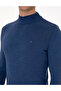 Indigo Melange Slim Fit Half Turtleneck Basic Sweater 50314176-Vr155 - 7