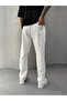 White Waffle Fabric Baggy Trousers - 3