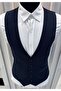 Men's Navy Blue V-Neck Slim Fit Full Fabric Vest - 5