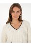 Ecru Comfort Fit V-Neck Sweater 50310935-Vr019 - 2