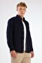 Men's Regular Fit Long Sleeve Night Navy Blue Shirt - 4
