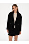 Black Comfort Fit Wool Blend Melton Coat 50314272-Vr046