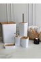 Braga Bathroom Set White Silver 5 Pieces