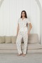 Women's Knitted Fabric Blue Flower Pattern Short Sleeve Pajama Set