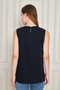Women's Round Neck Sleeveless Blouse with Metal Accessories - Multiple Color Options - 6
