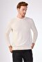 Ecru Crew Neck 100% Cotton Solid Color Slim Fit Men's Knitwear - 3