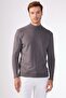 Anthracite Half Fisherman 100% Cotton Solid Color Slim Fit Men's Knitwear - 4