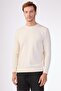 Ecru Crew Neck 100% Cotton Solid Color Slim Fit Men's Knitwear