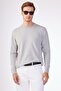 Gray Crew Neck 100% Cotton Solid Color Slim Fit Men's Knitwear