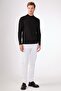 Black Half Fisherman 100% Cotton Solid Color Slim Fit Men's Knitwear - 4