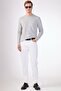 Gray Crew Neck 100% Cotton Solid Color Slim Fit Men's Knitwear - 2